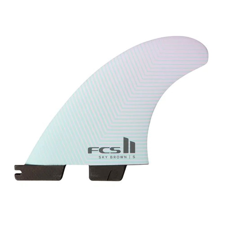 FCS II Sky Brown Performance Core Tri Surfboard Fins – Small/White
