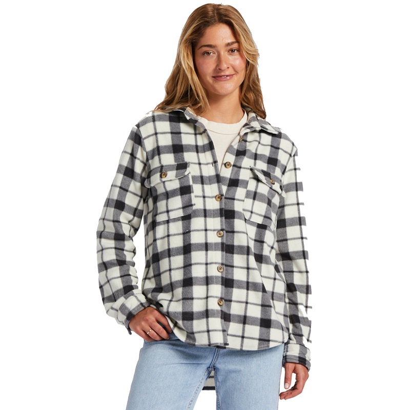 Billabong A/Div Forge Fleece Women’s L/S Flannel Shacket – White/Black