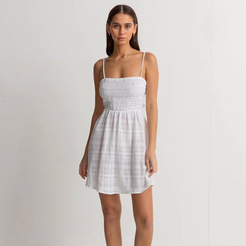 Rhythm Milly Smocked Mini Women’s Dress – White