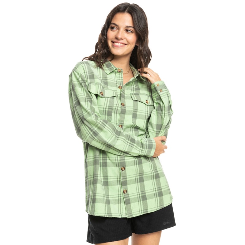 Roxy Let It Go Women’s L/S Flannel Shirt – Green