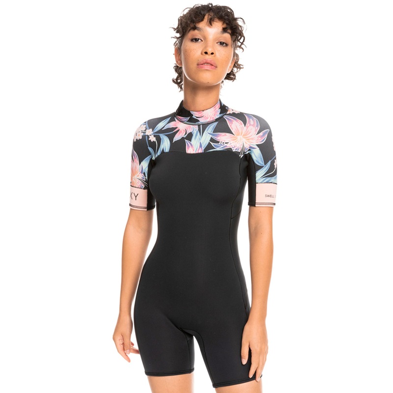 Roxy Swell Series 2.0 Quicklock 2mm Back-Zip Women’s S/S Springsuit – Black/Floral