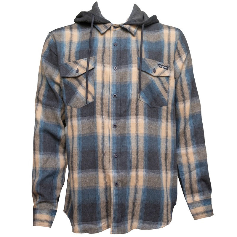 Surf Station Early Morning Hooded Men’s L/S Sweater Flannel – Navy/Tan