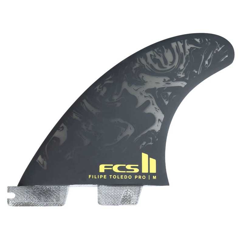 FCS II Filipe Toledo Performance Glass Tri Surfboard Fins – Medium/Black Acid
