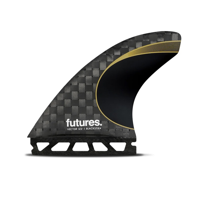 Futures Vector 3/2 Blackstix+ Tri Fin Set – Medium/Gold