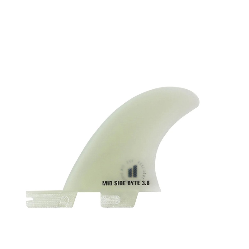 FCS II Mid Side Byte Twin Surfboard Fins – 3.6″/Clear