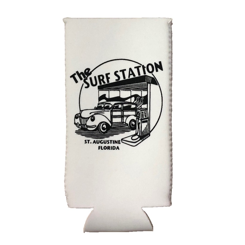 Surf Station Neoprene Slim Can Koozie – White