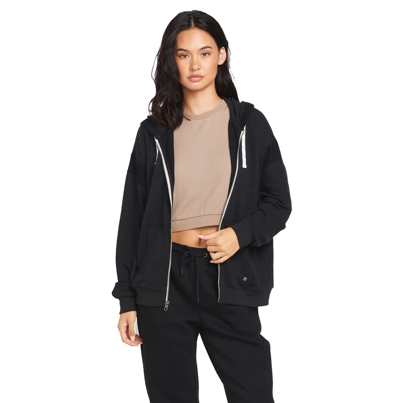Volcom Lived In Lounge Frenchie Zip Women’s Hoodie – Black