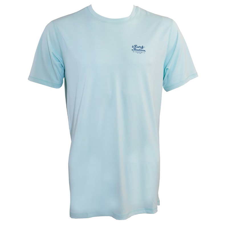 Surf Station Hybrid Mechanic Men’s S/S Rashguard – Light Blue
