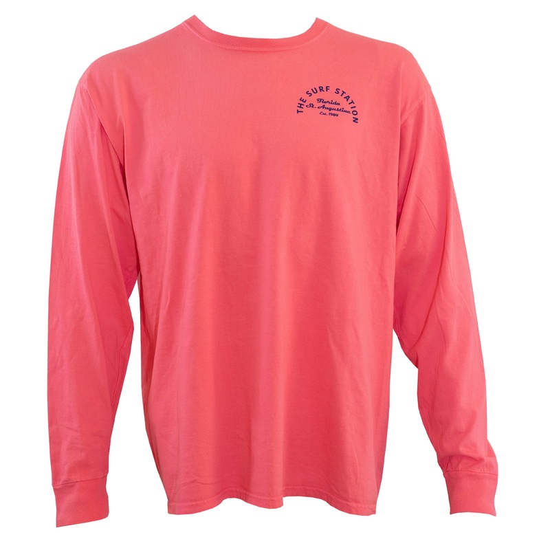 Surf Station Arch Logo Men’s L/S T-Shirt – Salmon