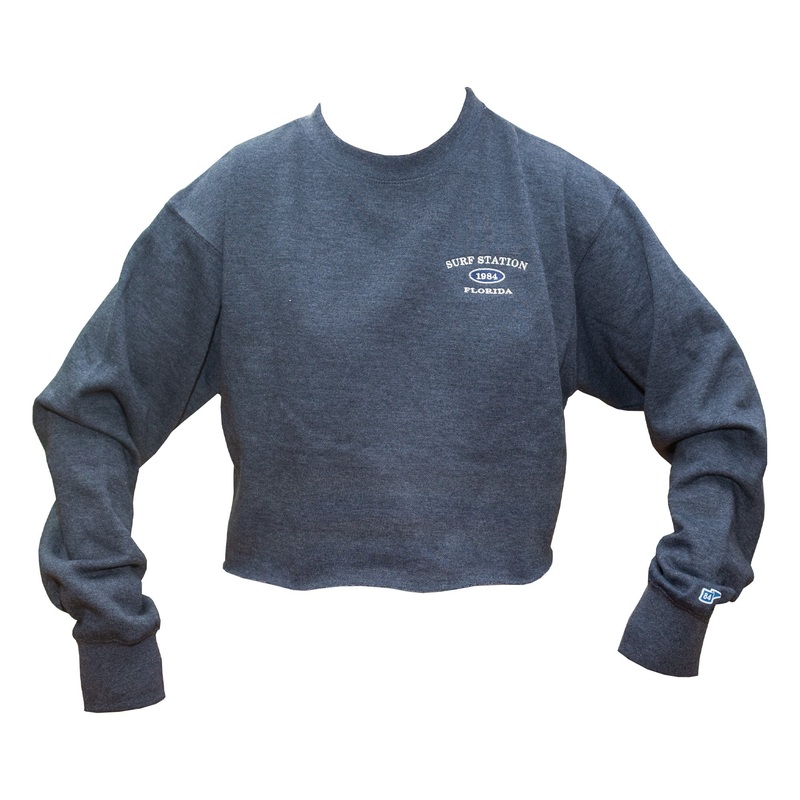 Surf Station Varsity Crewneck Women’s L/S Cropped Sweater – Navy