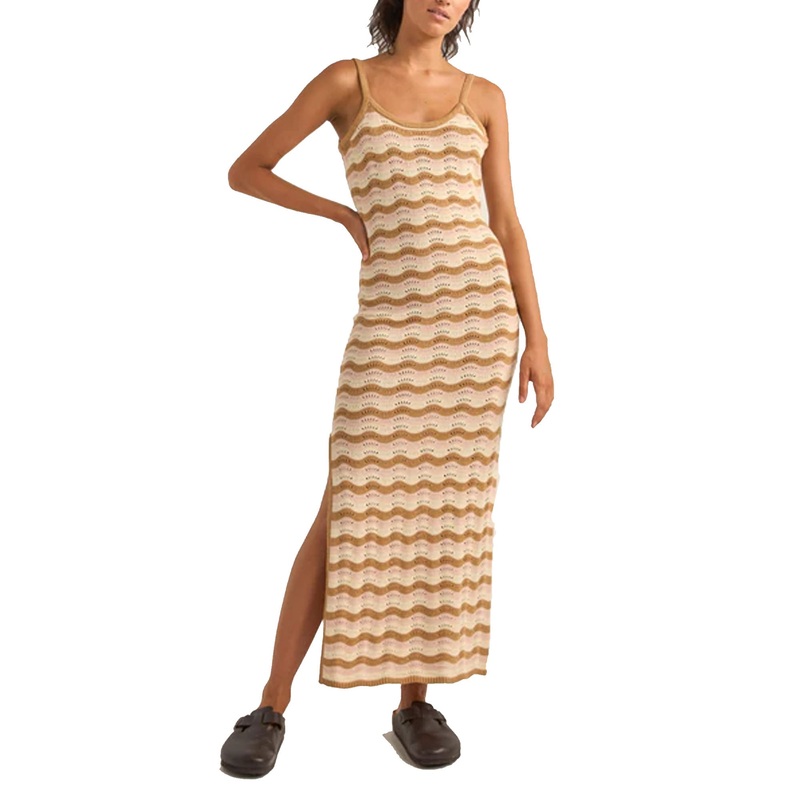 Rhythm Aries Stripe Knit Midi Women’s Dress – Natural