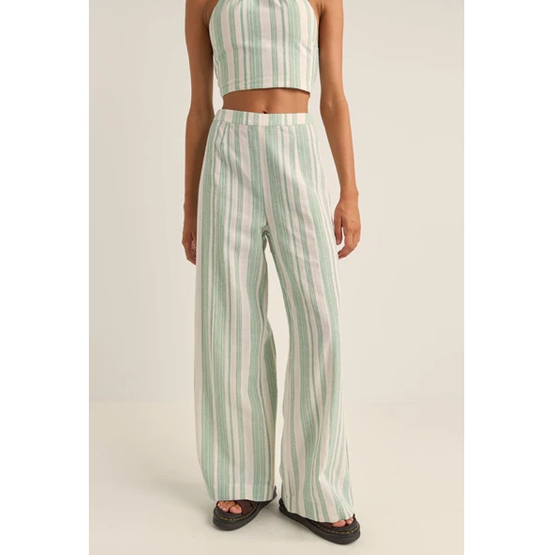 Rhythm Dinero Stripe Wide Leg Women’s Pants – Green