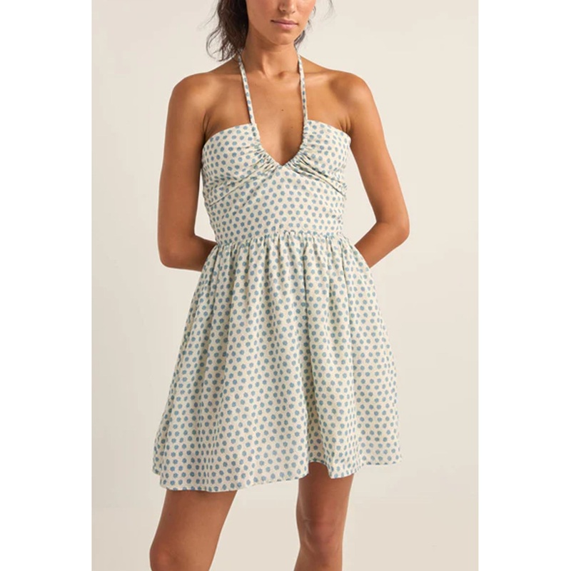 Rhythm Harper Halter Mini Women’s Dress – Blue Floral