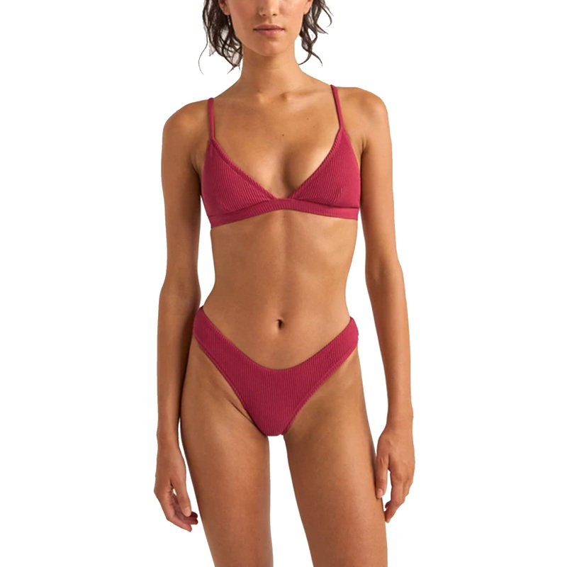 Rhythm Isla Rib Bralette Women’s Bikini Top – Sangria