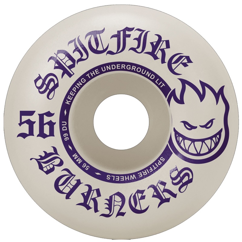 Spitfire Burners 99A 56mm Skateboard Wheels – White/Purple