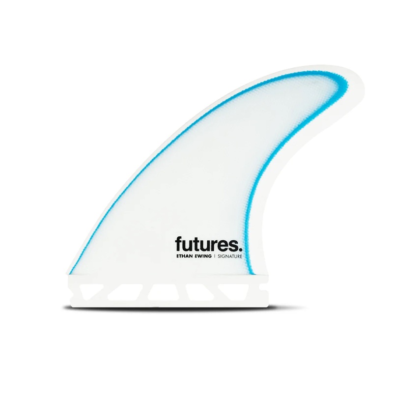 Futures Ethan Ewing Fiber Glass Tri Surfboard Fins – Medium/White Blue