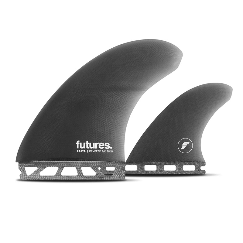 Futures Rasta Reverse 3/2 Twin+1 Fiber Glass Surfboard Fins – Smoke