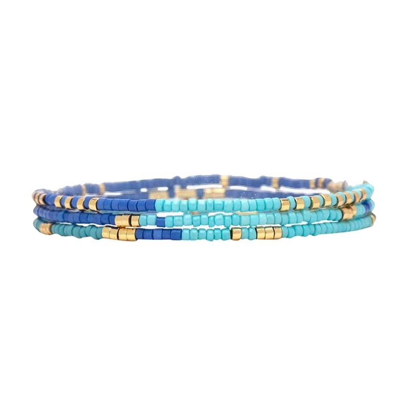 Pura Vida Mixed Seed Bead Gold Stretch Bracelet – Out To Sea