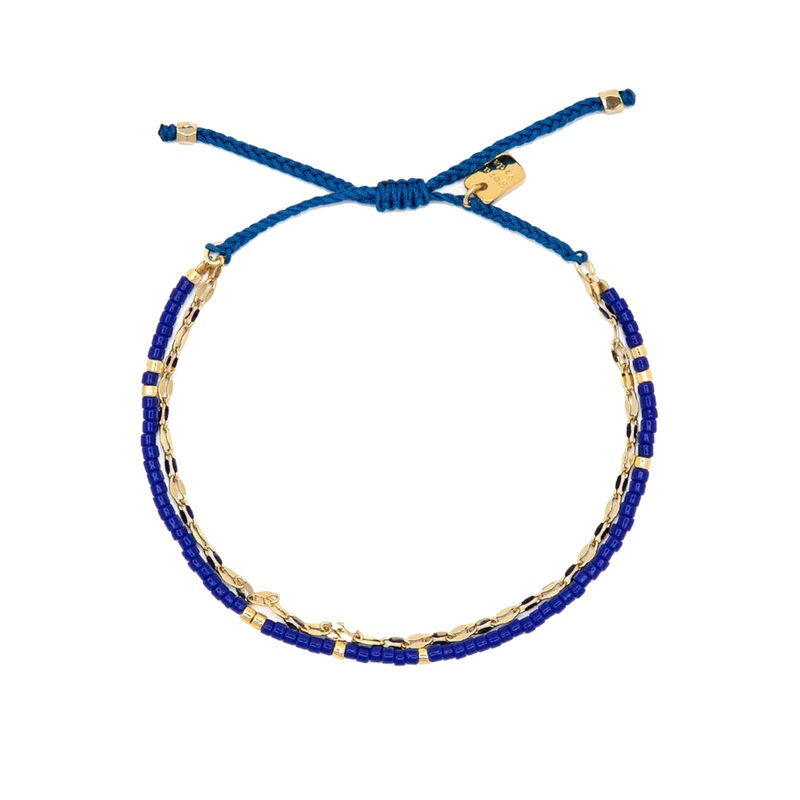 Pura Vida Surfrider Foundation Dainty Double Layer Bracelet – Blue