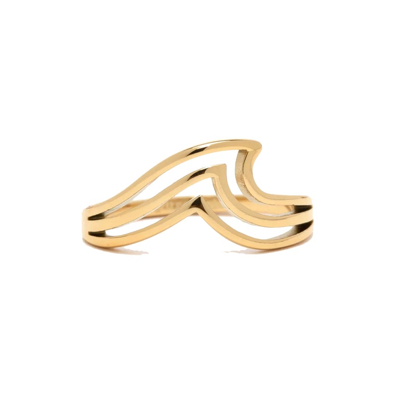Pura Vida Surfrider Foundation Triple Wave 7 Ring – Gold