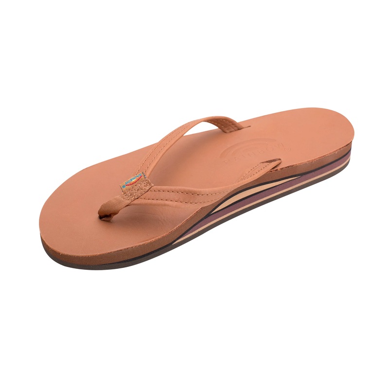 Rainbow Double Skinny Premier Leather Women’s Sandals – Tan/Brown