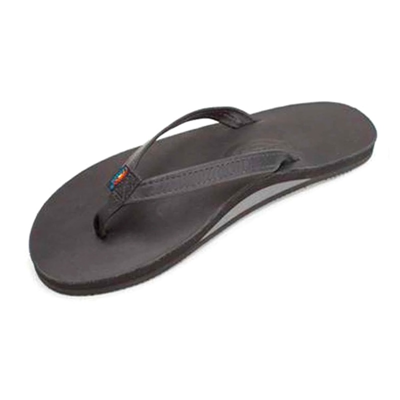 Rainbow Single Skinny Classic Leather Women’s Sandals – Black