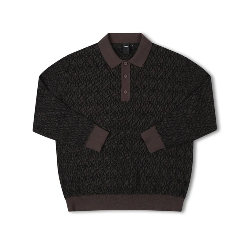 Former Expansion Knit Polo Men’s L/S Sweater – Brown