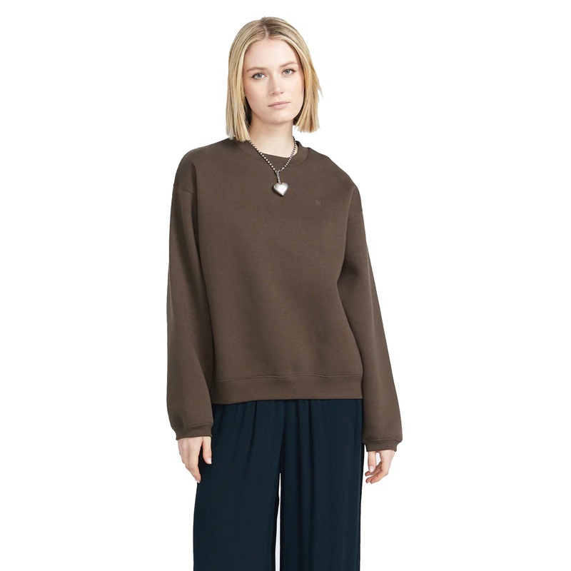 Volcom Stone Heart Up Crew Women’s L/S Sweater – Dark Chocolate