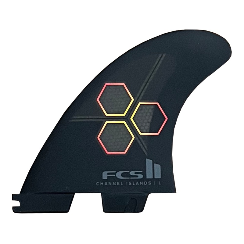 FCS II Channel Islands Performance Core 5-Fin Surfboard Fins – Large/Black Flame