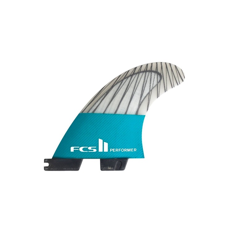 FCS II Performer PC Carbon Tri Fin Set – Medium/Teal