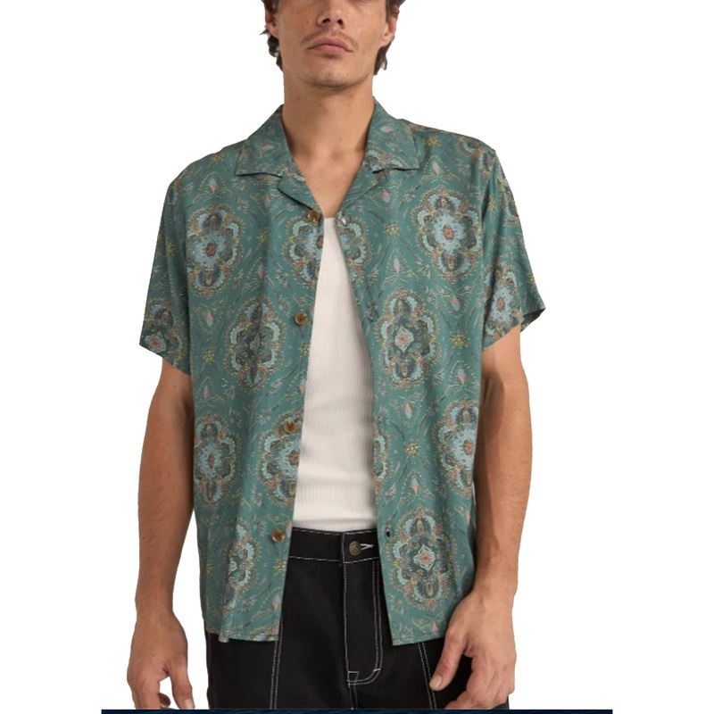 Rhythm Arlo Men’s S/S Dress Shirt – Vintage Green