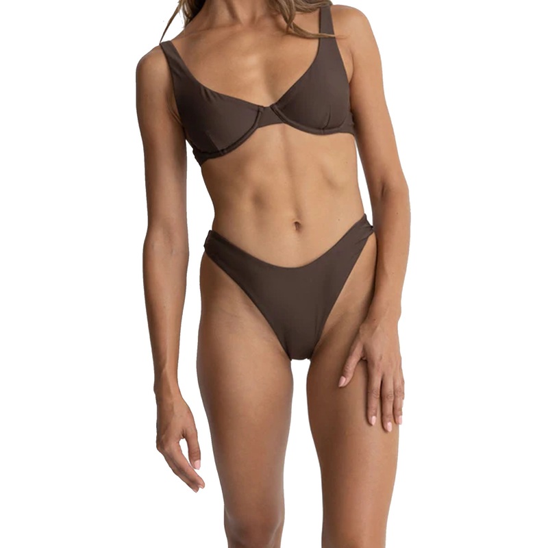 Rhythm Classic Hi Cut Women’s Bikini Bottoms – Chocolate