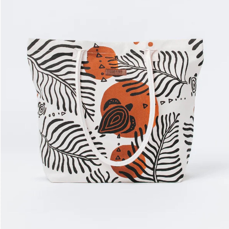 Sand Cloud Retro Turtles Beach Tote – White
