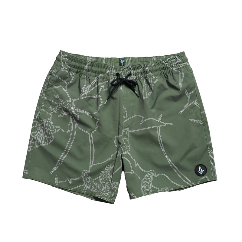 Volcom Lido Print 16″ Men’s Boardshorts – Light Olive