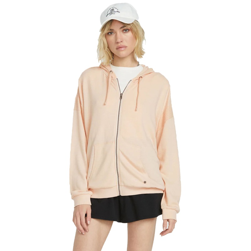 Volcom Lived In Lounge Frenchie Zip Women’s Hoodie – Champagne Gold