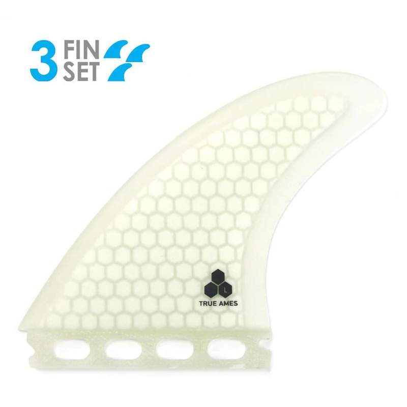 True Ames Channel Islands Futures Tri Surfboard Fins – Large/Clear Hexcore