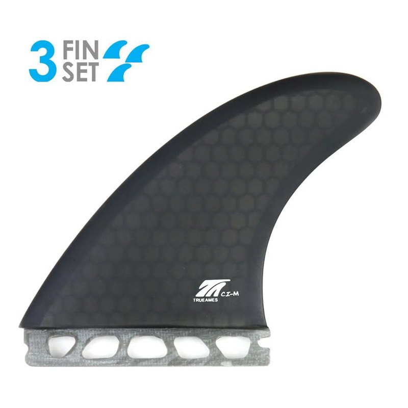 True Ames Channel Islands Futures Tri Surfboard Fins – Medium/Smoke Hexcore