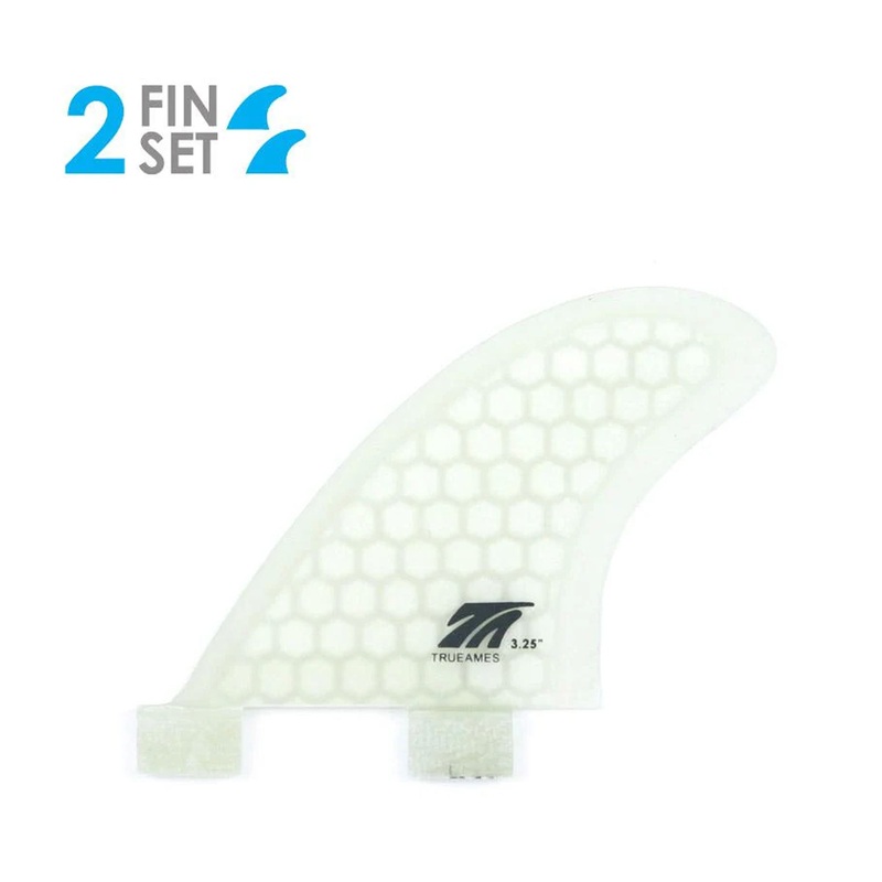 True Ames Side Bite FCS II Twin 3.25″ Fin Set – Clear