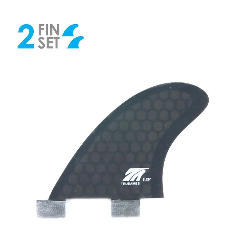 True Ames Side Bite FCS II Twin 3.25″ Fin Set – Smoke