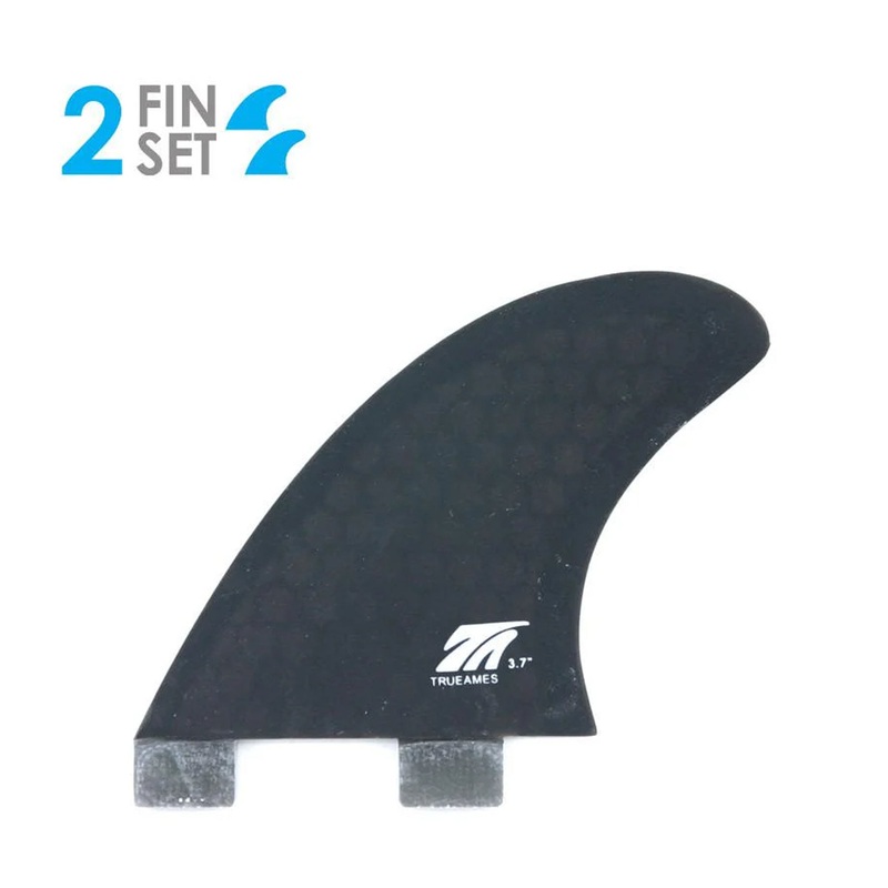 True Ames Side Bite FCS II Twin 3.7″ Fin Set – Smoke