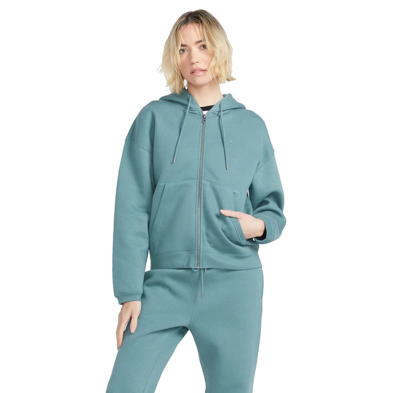 Volcom Stone Heart Up Zip Fleece Women’s Hoodie – Sea Swell Green