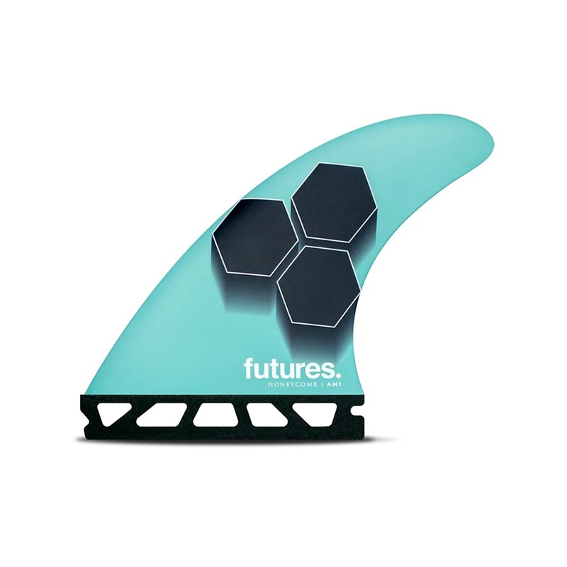 Futures Channel Islands AM1 Honeycomb Tri Surfboard Fins – Medium/Teal