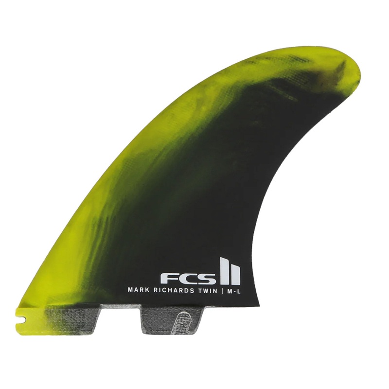 FCS II Mark Richards Performance Core 2+1 Surfboard Fins – Medium-Large/Cyber Lime Black