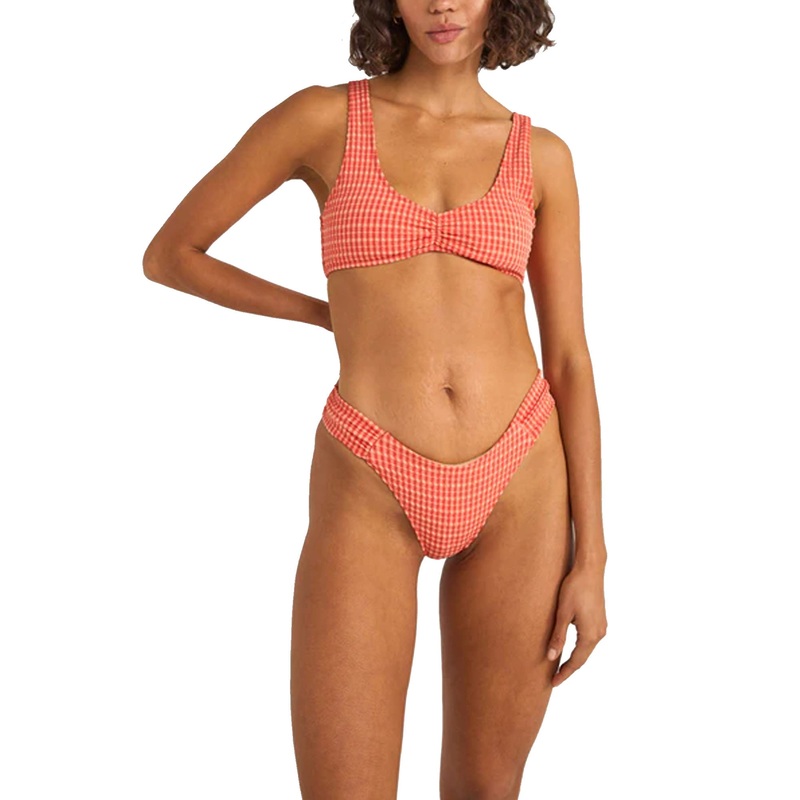 Rhythm Lola Check Crop Women’s Bikini Top – Red