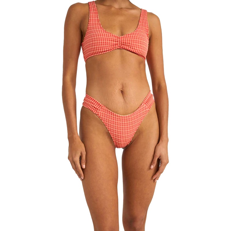 Rhythm Lola Check Soft Side Holiday Women’s Bikini Bottoms – Red