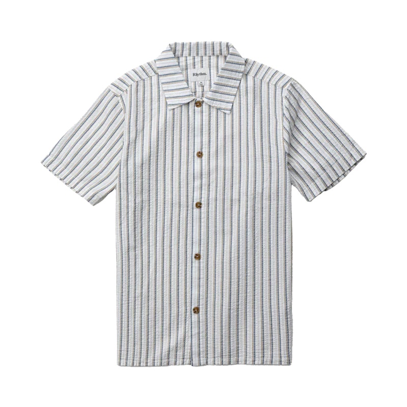 Rhythm Seersucker Stripe Men’s S/S Dress Shirt – White