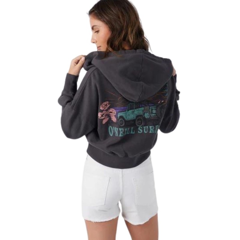 O’Neill Darcie Zip Hoody in Washed Black