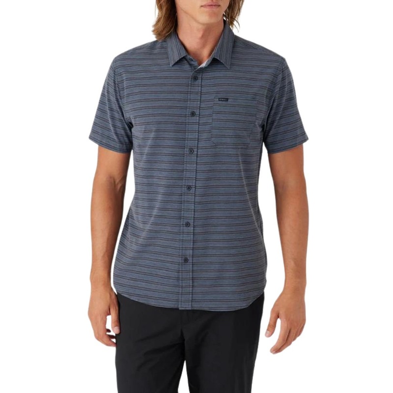 O’Neill TRVLR UPF Traverse Stripe Shirt in Black