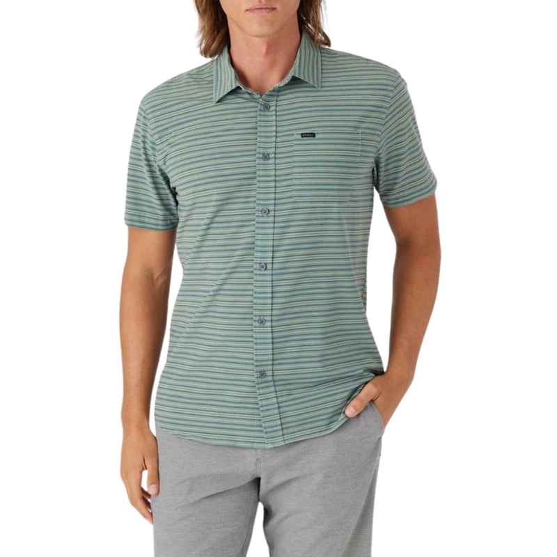 O’Neill TRVLR UPF Traverse Stripe Shirt in Sage