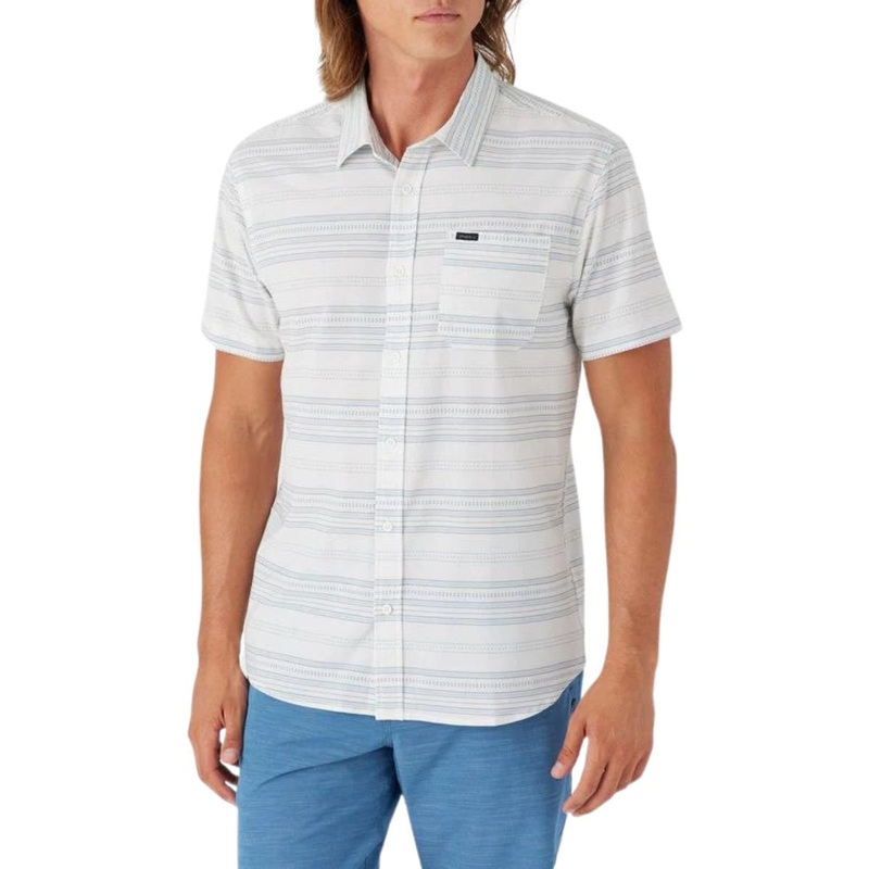 O’Neill TRVLR UPF Traverse Stripe Shirt in White